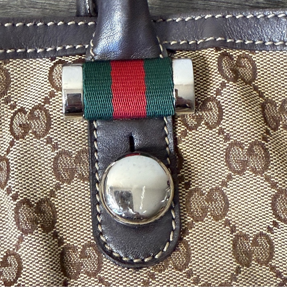 Authentic Gucci Sherry Line Medium Matchball Tote Brown GG - Picture 10 of 16